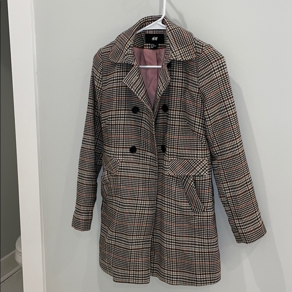H&M Brown, Black and Tan checkered Ladies jacket.